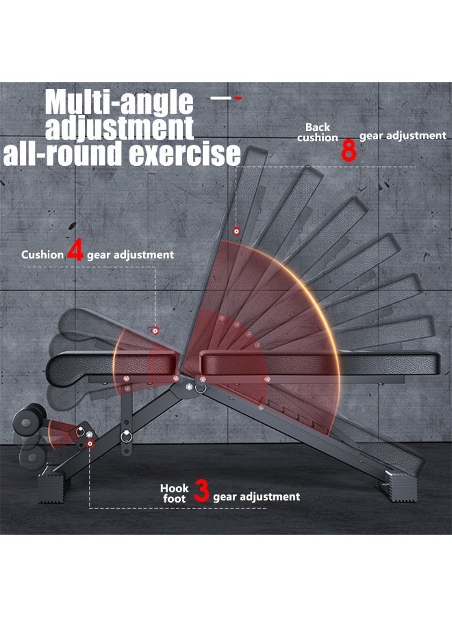 PORIYA Adjustable Weight Bench Abdominal Sit-Up Bench, Multifunctional Foldable Fitness Bench, 7-Level Adjustable, Heavy-Duty Steel Frame, Flat/Incline/Decline, Home Gym Trainer - Image 3